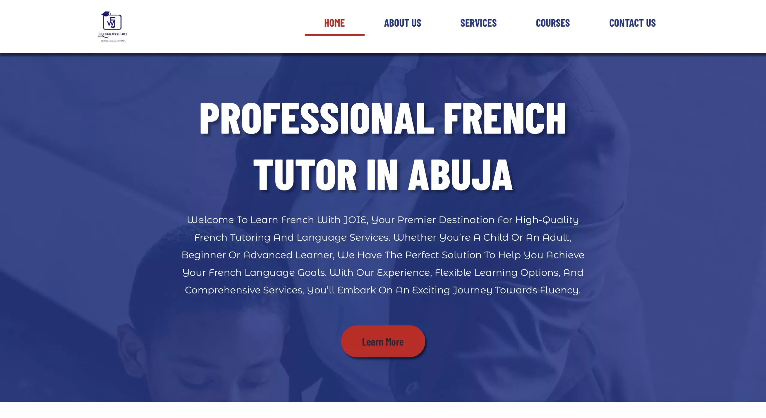 Learn French With Joie Website UI